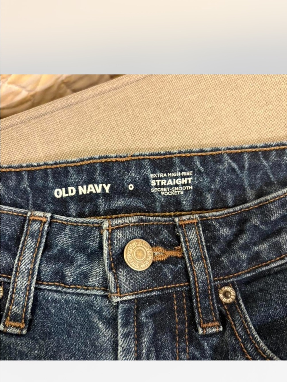 Old Navy Dark Blue Straight-Leg Jeans with Side Studs - Picture 2 of 2